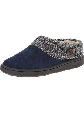 *BNIB Clarks Angelina Knit Collar Clog Slipper Navy Blue Suede Faux Fur Size 9M